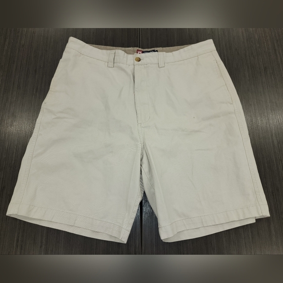 Chaps Cream Flat Front Shorts with Tailored Look - Picture 1 of 11